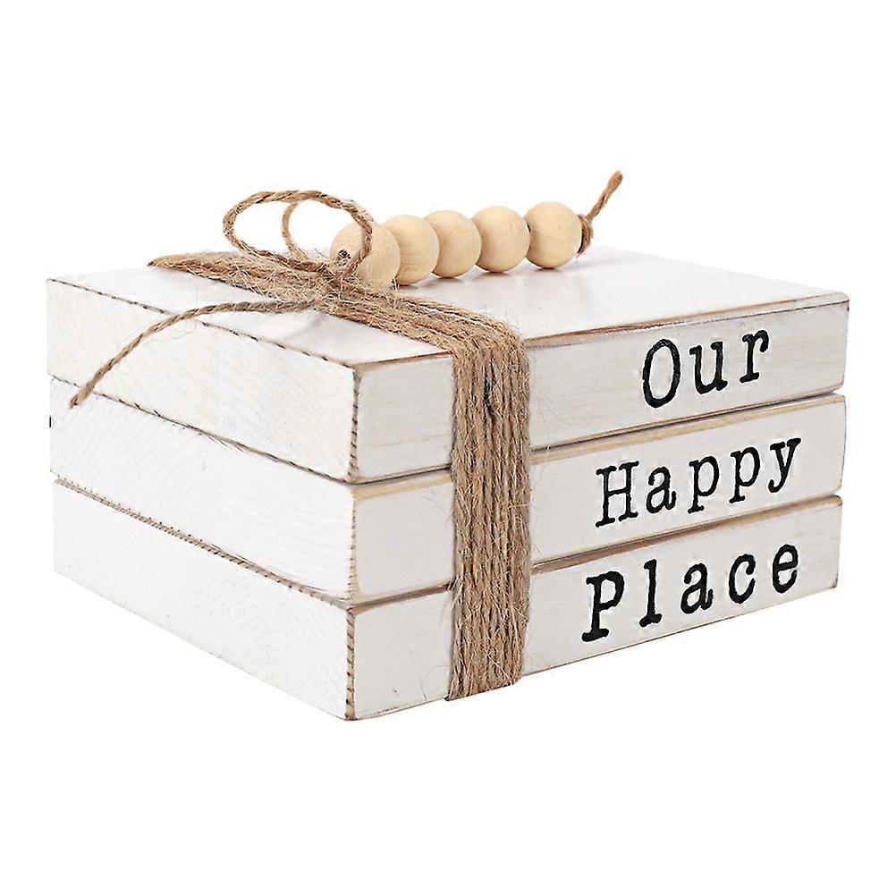 White Wood Fake Book Decor for Decoration 2Pcs Bookshelf Simulation Model