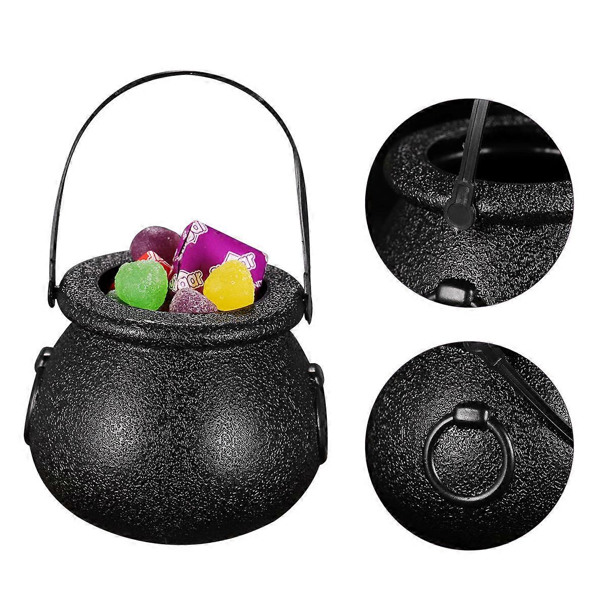 Halloween Candy Bucket Black Cauldron for Candy Holding 2Pcs with Handle