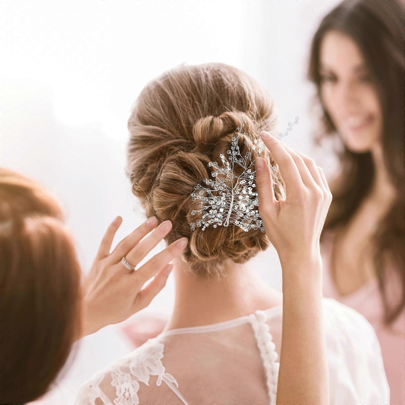 Wedding Hair Accessories Pearl Crystal Hair Jewelry for 5Pcs Women