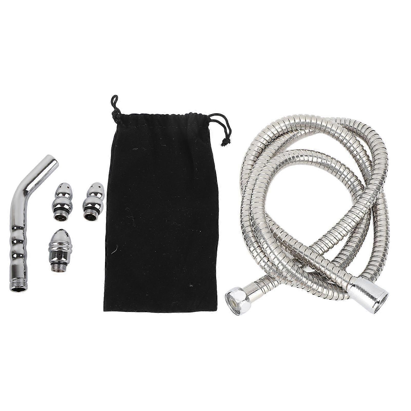 Shower Enema System Bathroom Handheld Aluminum Bent Enema Shower Colonic Douche System Cleaner Shower Douche Enema Kit With Hose