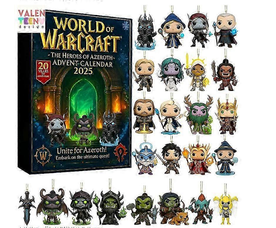 World of Warcraft: Azeroth Heroes Advent Countdown Holiday Blind Box Christmas Tree Decoration Acrylic Pendant.z