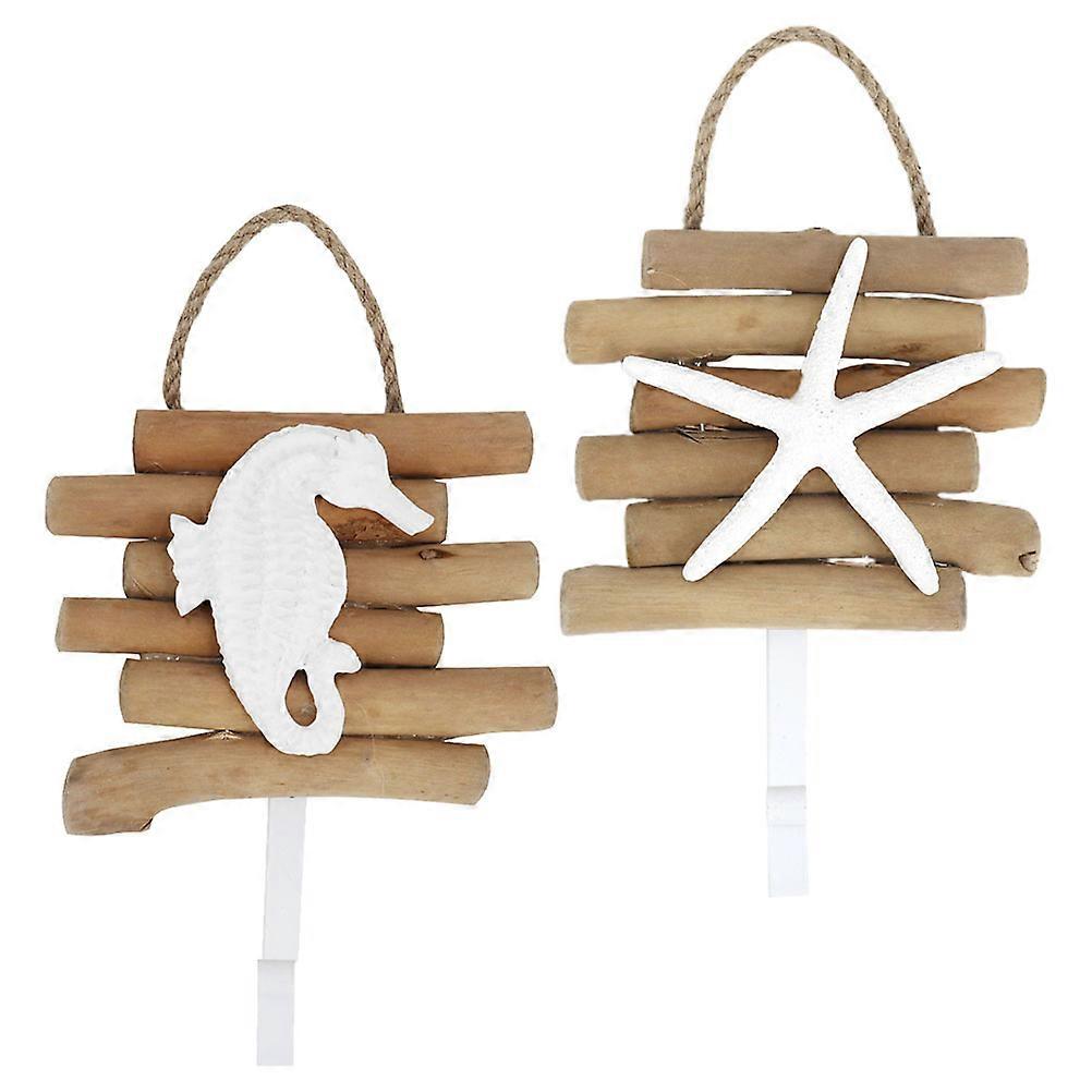 Wooden Coat Hat Hook for Home Use 2Pcs Retro Style Pastoral Hooks