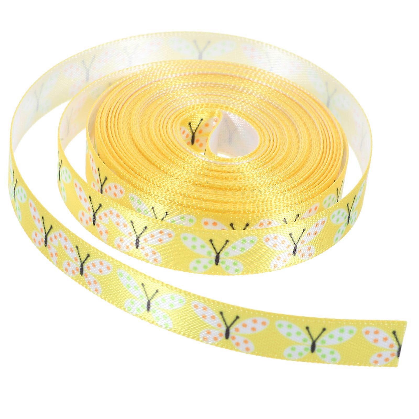 Yellow Easter Ribbon for Gift Wrapping DIY Craft Ribbon 2 Rolls Polyester