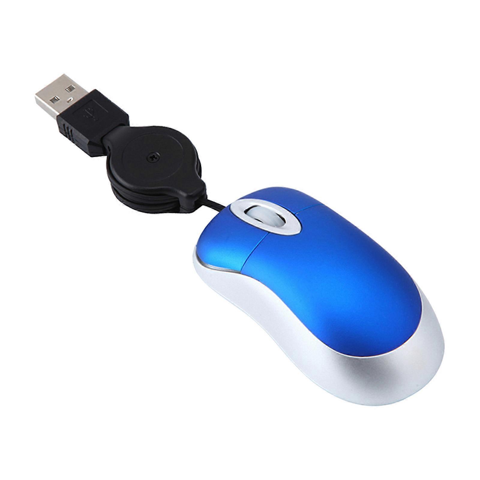 Blue USB Mini Telescopic Mouse for Computer Use 2Pcs Photoelectric Device