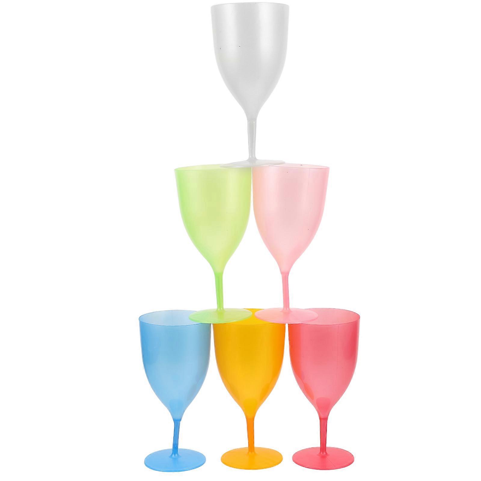 6Pcs Unbreakable Party Goblets For Casual And Formal Events Assorted Color Elegant Design High Stem Glasses