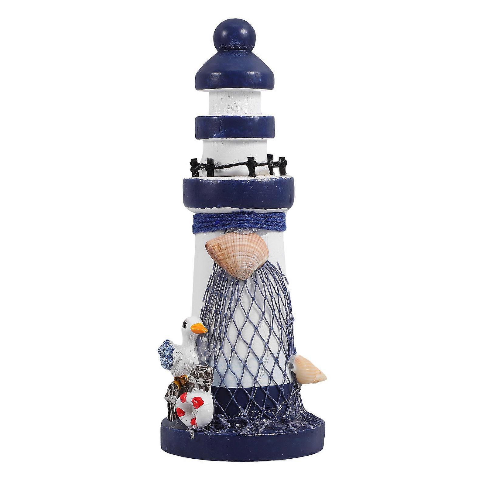 Mediterranean Style Wooden Lighthouse Model for Home Decor 2Pcs