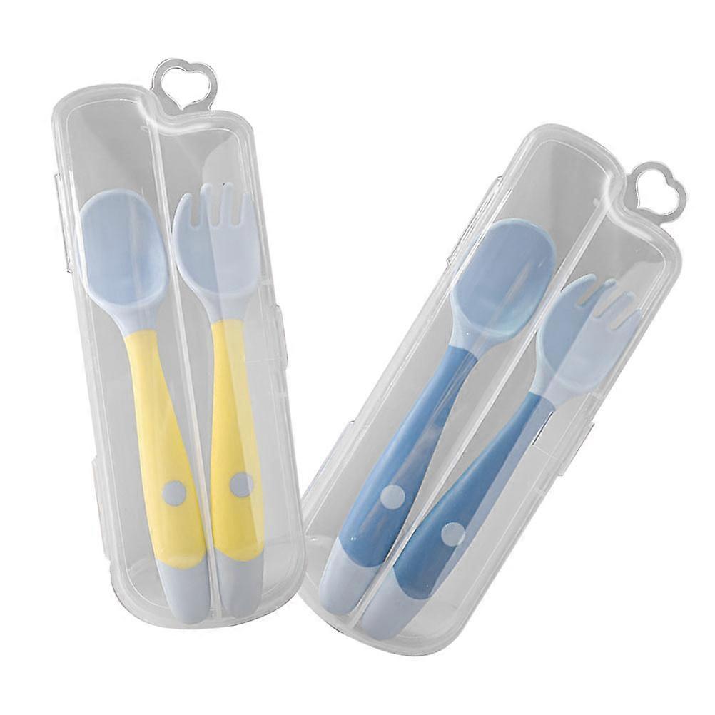 Infant Eating Tableware for Kids Use 4Sets Baby Fork and Spoon