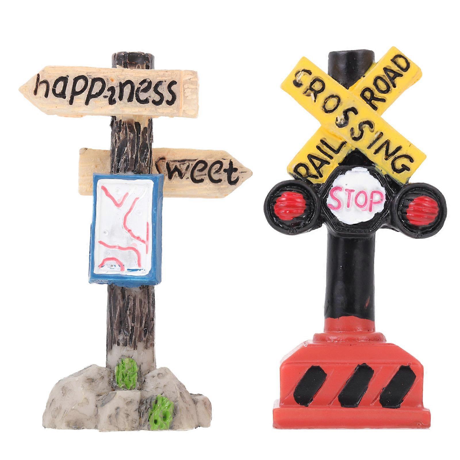Aquarium Resin Signpost Decor for Landscape with 4Pcs Ornaments