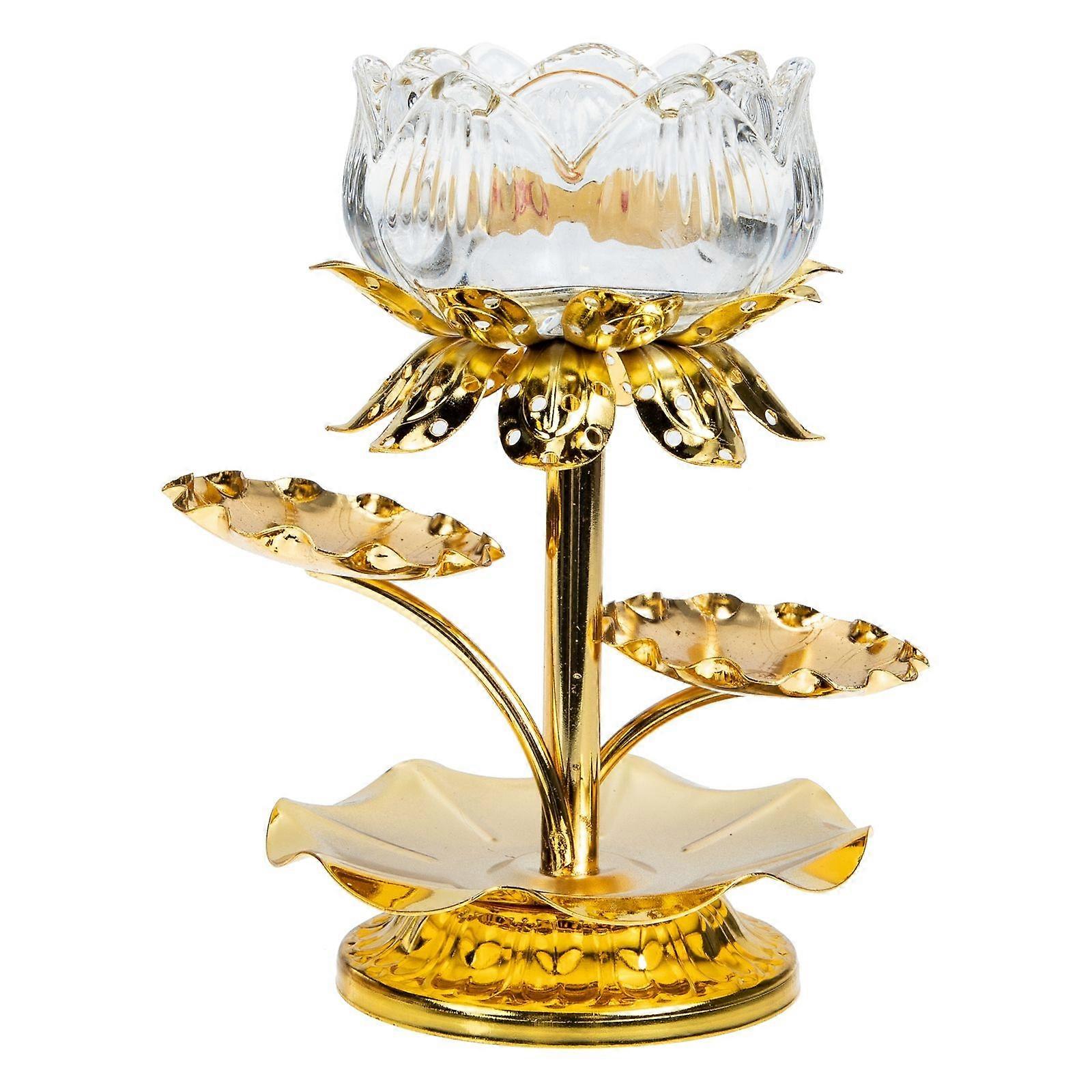 Calming Glass Candlestick Holder For Household Events 12X9CM Lotus Design 1Pack