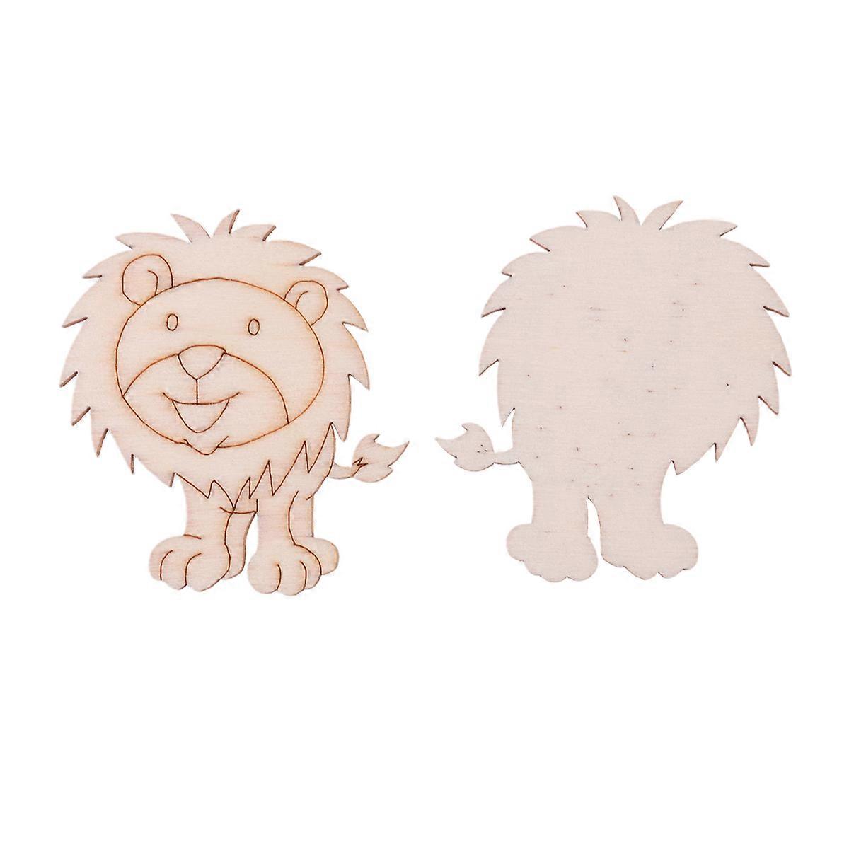 Cartoon Animal Wooden Chip Lion Shape for DIY Use 40Pcs Bundle