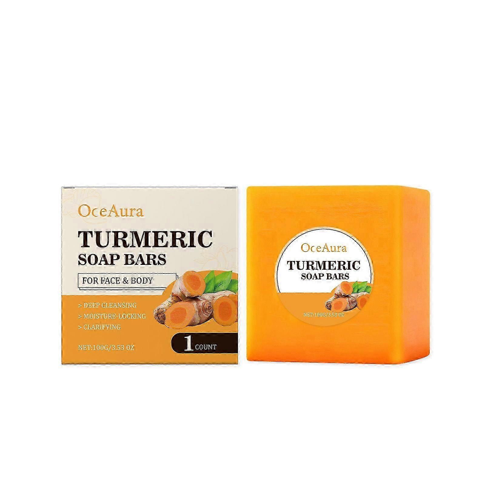 Turmeric Soap Bar 100g, Organic Turmeric Soap for Face & Body, Hydrating & Nourishing, Gentle Cleansing with Turmeric, Ginger & Honey