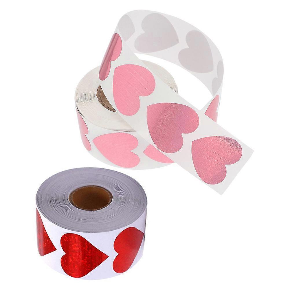 Self Adhesive Glitter Red Heart Stickers Foil Labels for Decoration 8 Rolls