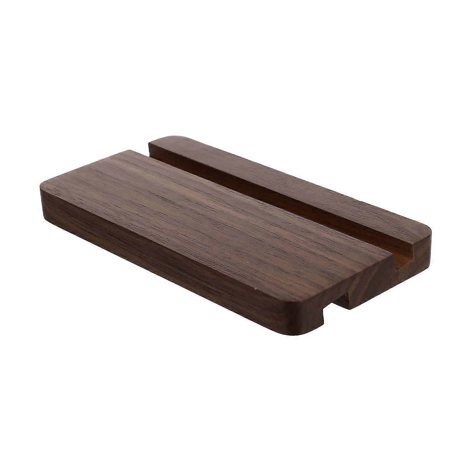 Chic Walnut Phone Holder For Tablet And Phone In Home Office Setting 2Pcs Scratch Resistant Design