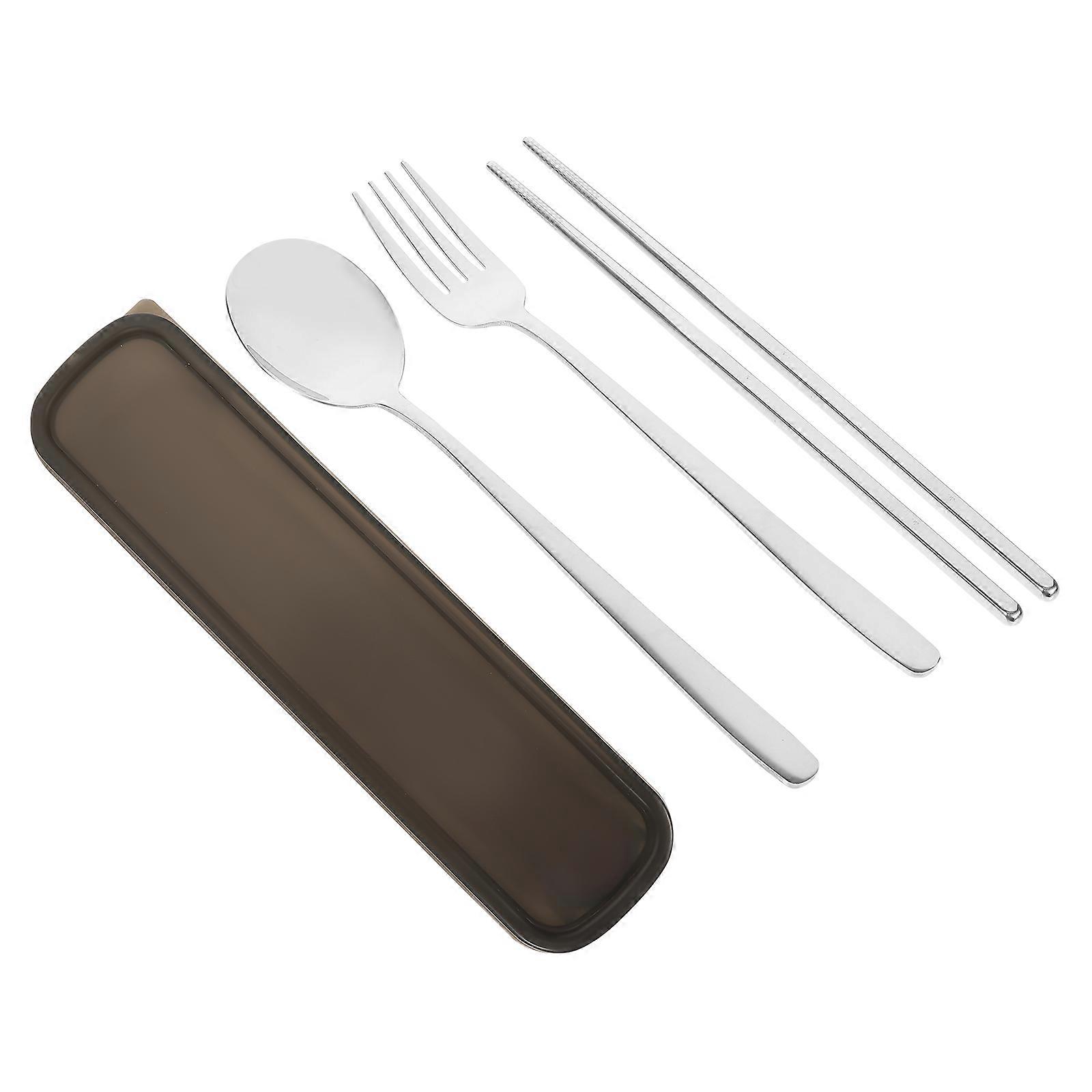 Household Stainless Steel Flatware Fork Spoon Chopstick Kit for Students 3Sets