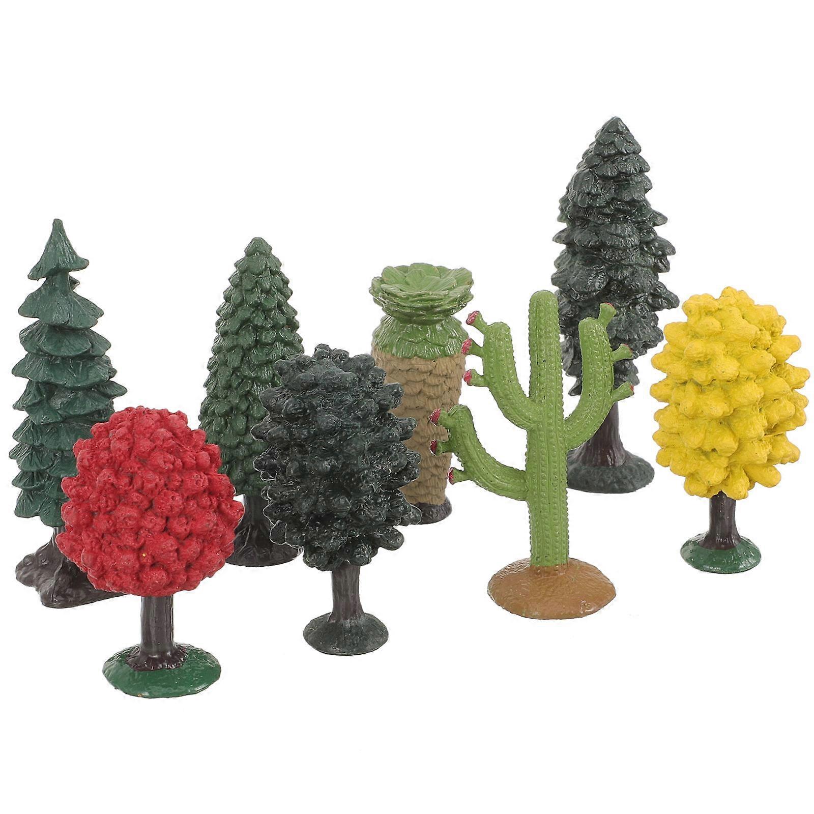 Tree Figurine Micro Landscape Decor Realistic Design Ideal For Office And Garden Decoration 4 Sets