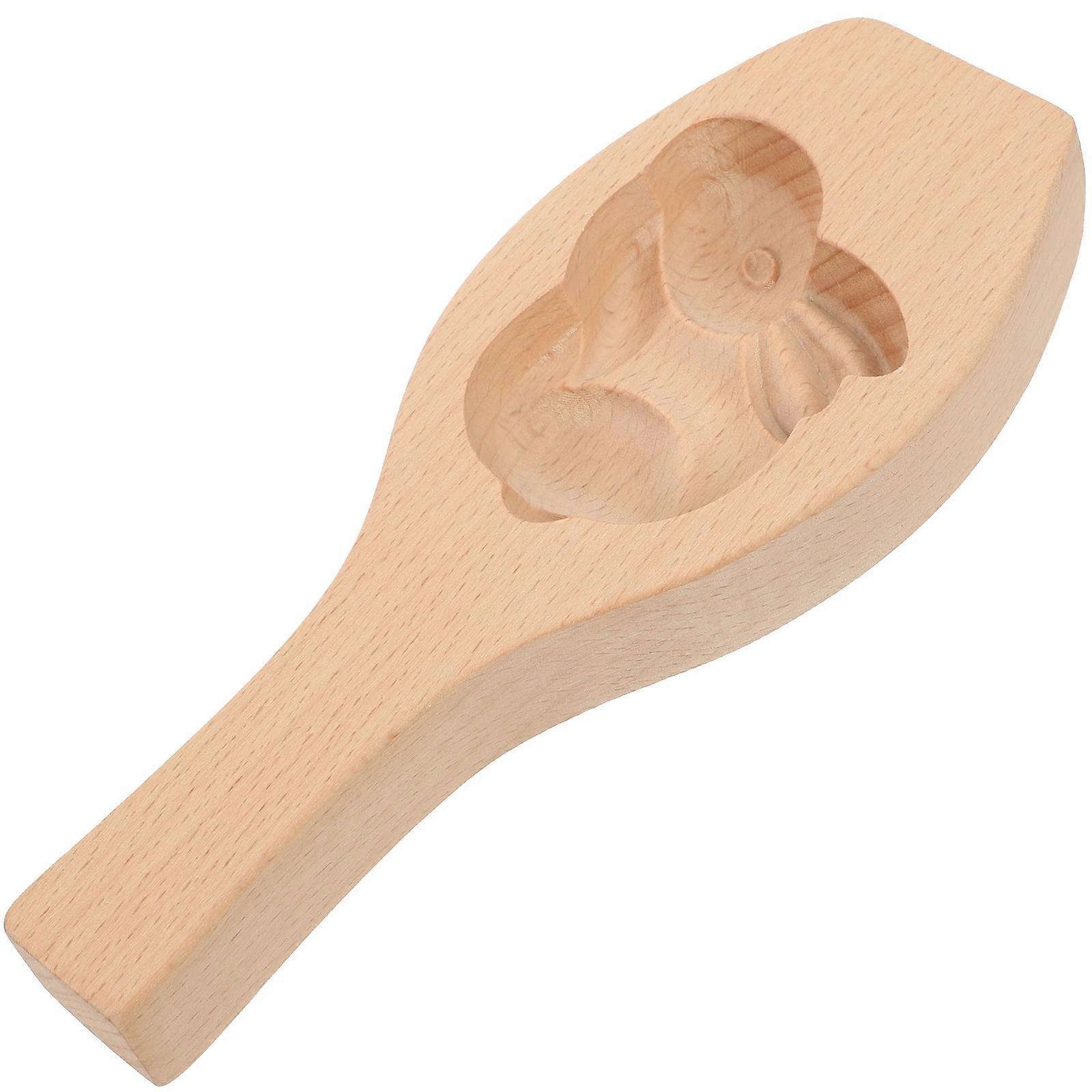 Wooden Rabbit Baking Mold for DIY 1 Piece Beige Beech Cookie Stamp