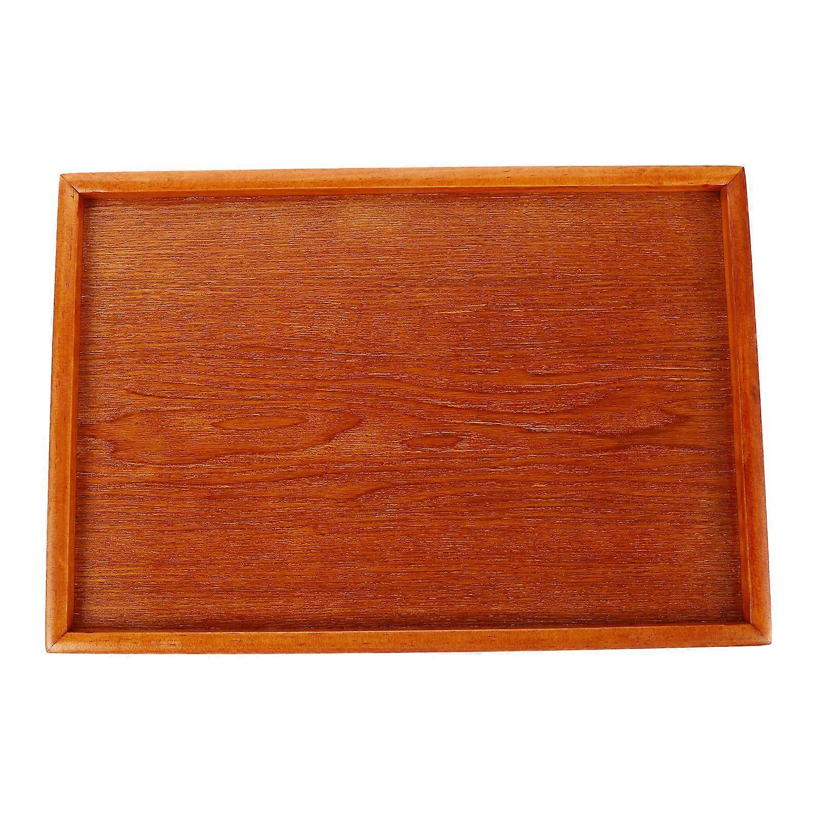Wooden Tea Tray Rectangular Serving Tray for 2Pcs Brown Wood Platter