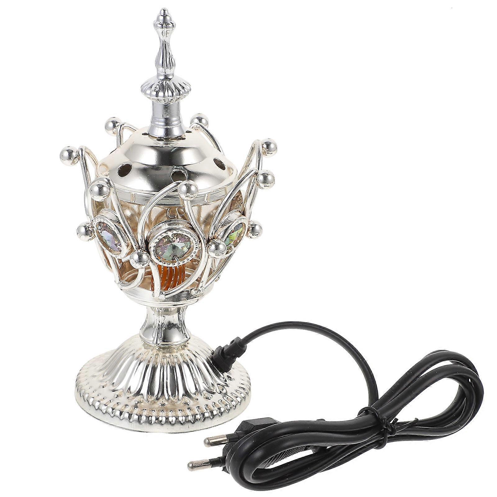 Electric Incense Burner 3Pcs Tabletop Censer For Home Decoration Silver Color Safe Use Without Open Fire