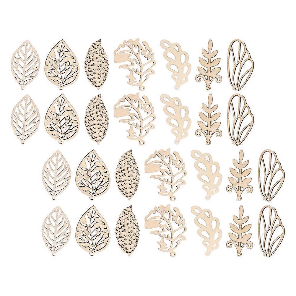 Wooden Leaf Shape Cutouts Wood Slices for DIY 150Pcs Assorted Color