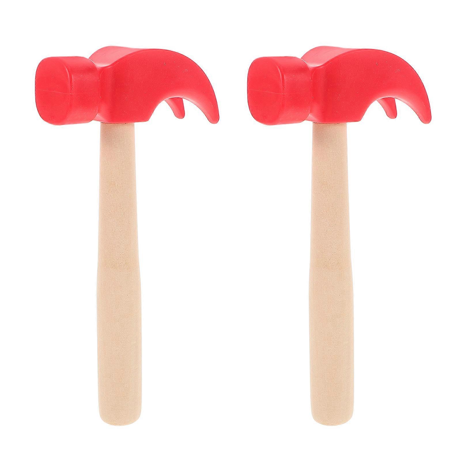 Simulation Hammer Toy Children Wooden Hammer for Play and Learning 4Pcs