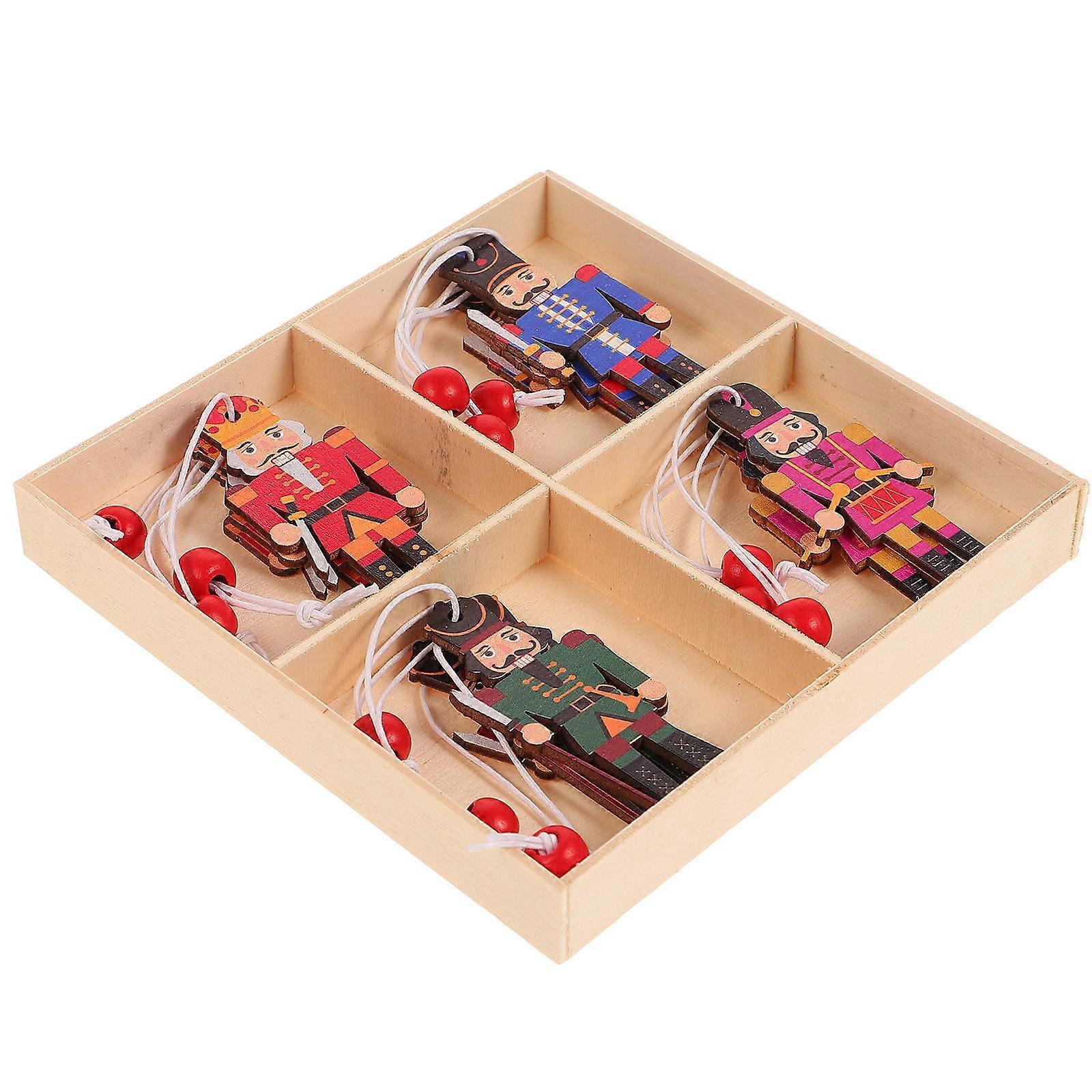 Wood Nutcracker Pendant for Crafts Holiday Decorations 60Pcs Assorted Color
