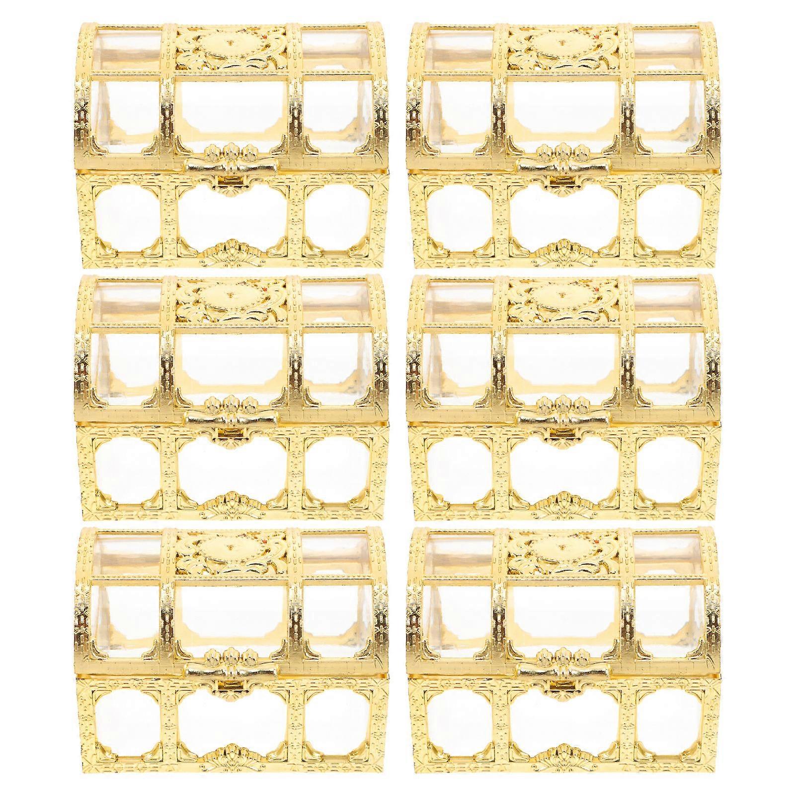 Small Treasure Chest Candy Packaging Box Golden for Storage Use 18Pcs