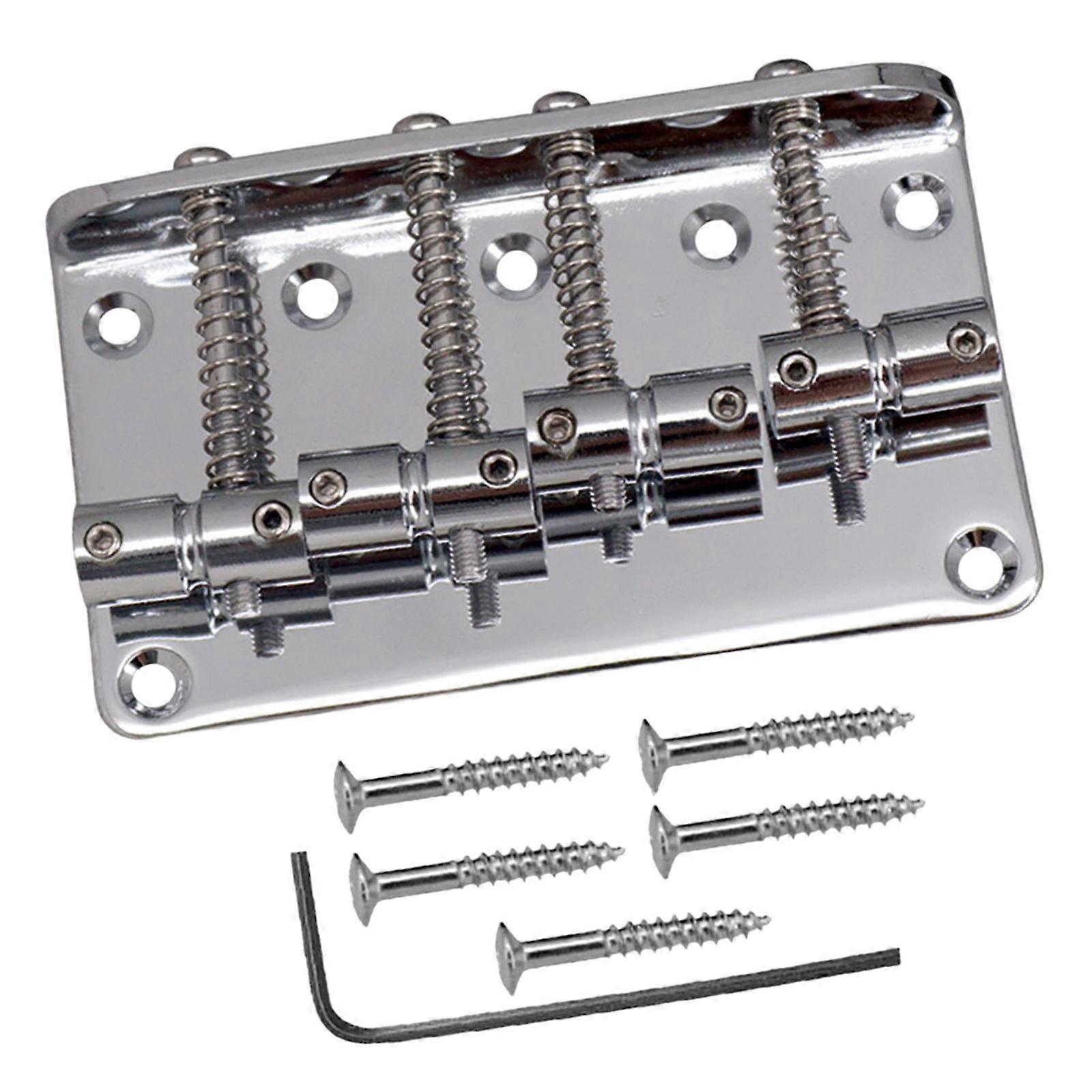 80mm 4 Strings Bass Bridge Tailpiece Adjustable with Screws for Bass Argent