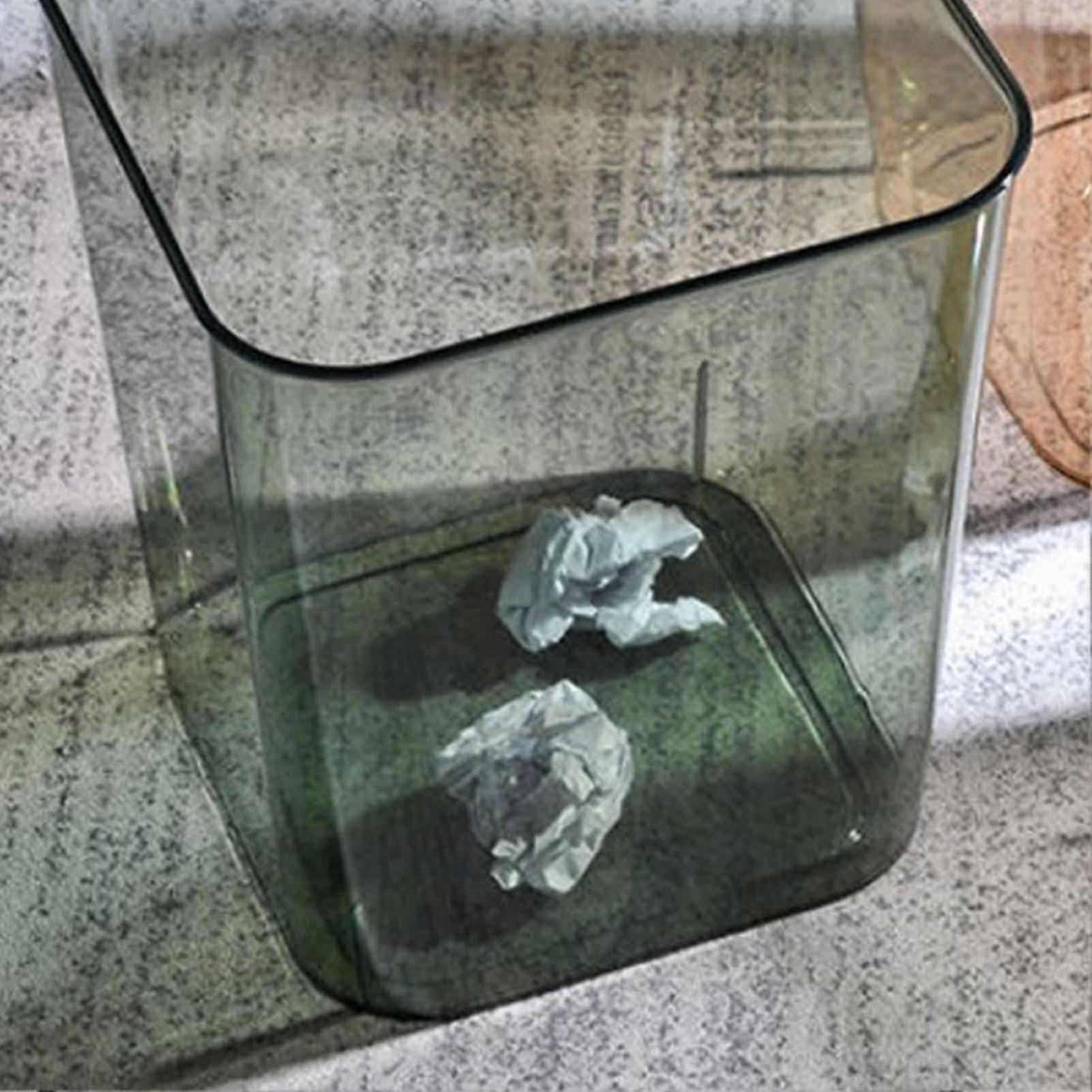 Large Capacity Clear Acrylic Open Top Waste Bin, Transparent Garbage Container