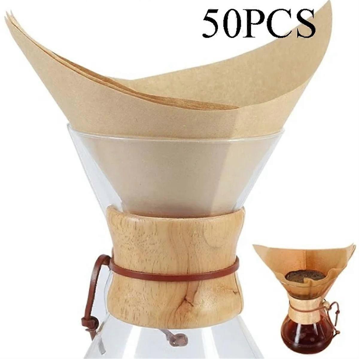 50PCS Square Coffee Filter for 3-10 Cups Natural Unbleached   Coffee Filter Easy Carry Home Office Coffee Maker