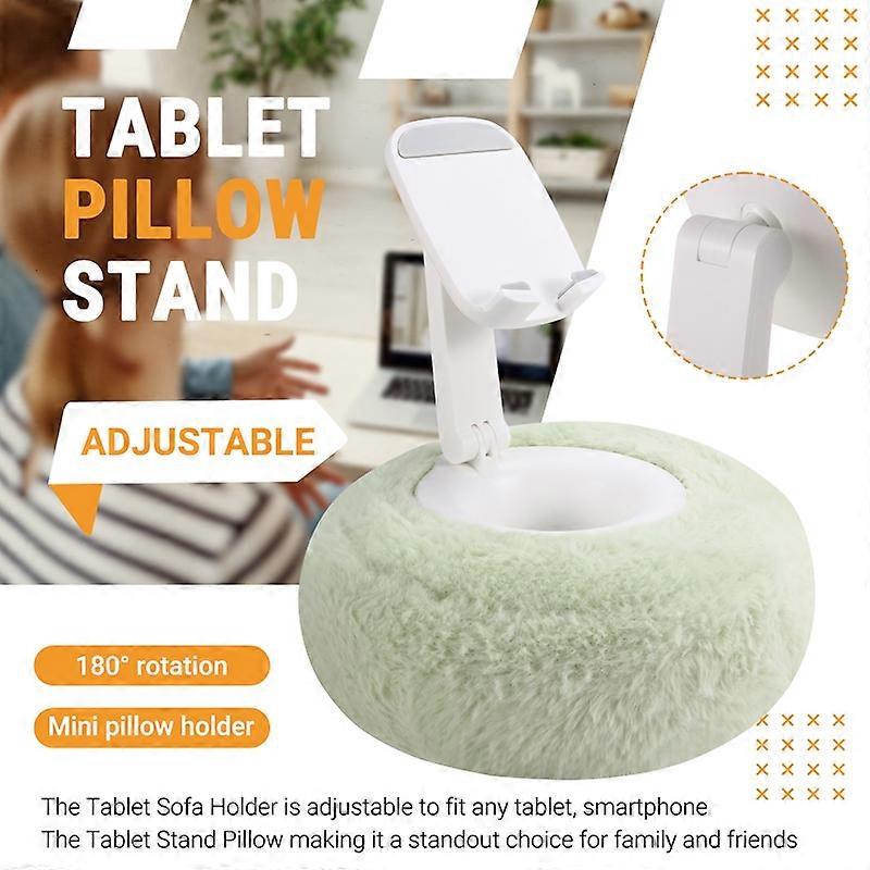 Adjustable for Kindle Pillow Stand Reading Support with Fuzzy Bowl 360° Phone Holder for Bed Green