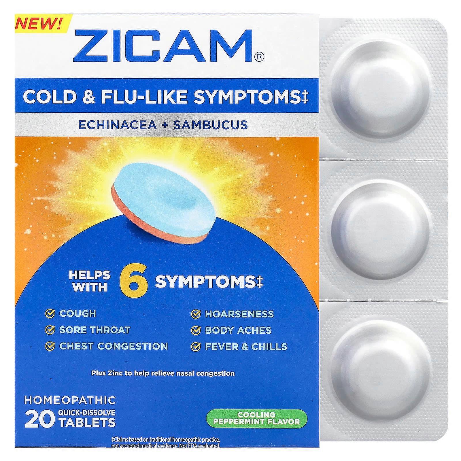 Zicam, Echinacea + Sambucus, Cooling Peppermint, 20 Quick-Dissolve Tablets