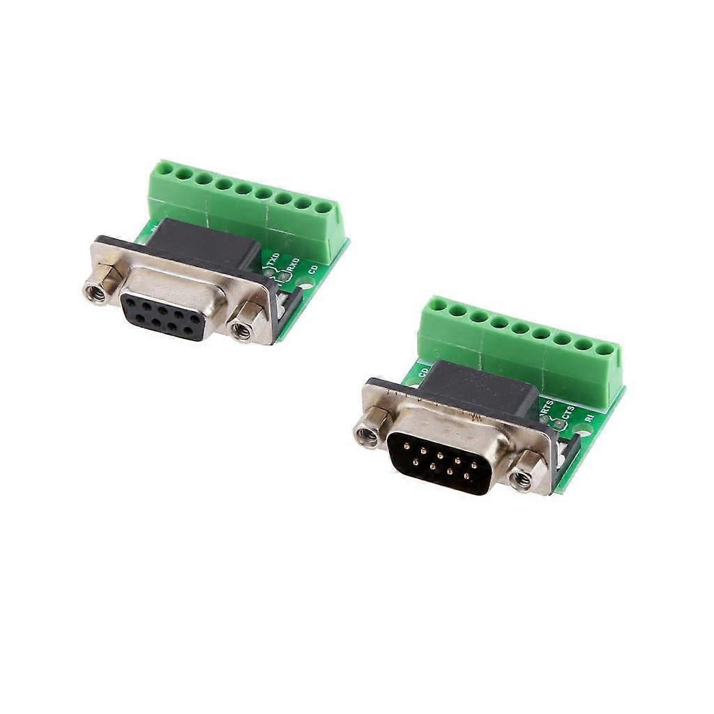 DB9 Male Female Adapter/Converter Board 1 Pair With Screw Terminals For RS232 RS485 Serial Debug Tool