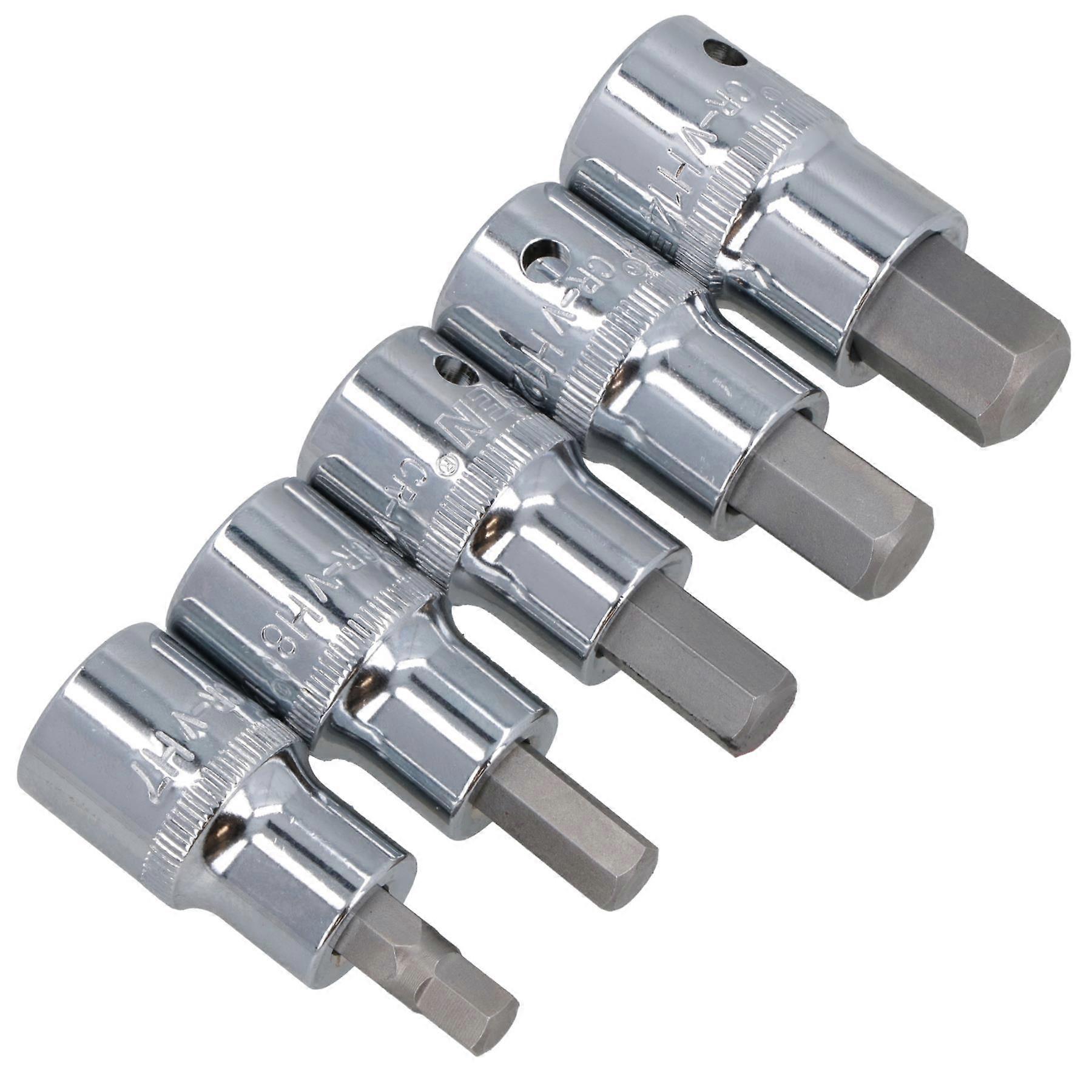 Hex / Allen Sockets Key Bits 1/2" Drive Metric Sizes 7mm - 14mm 5pcs AN093