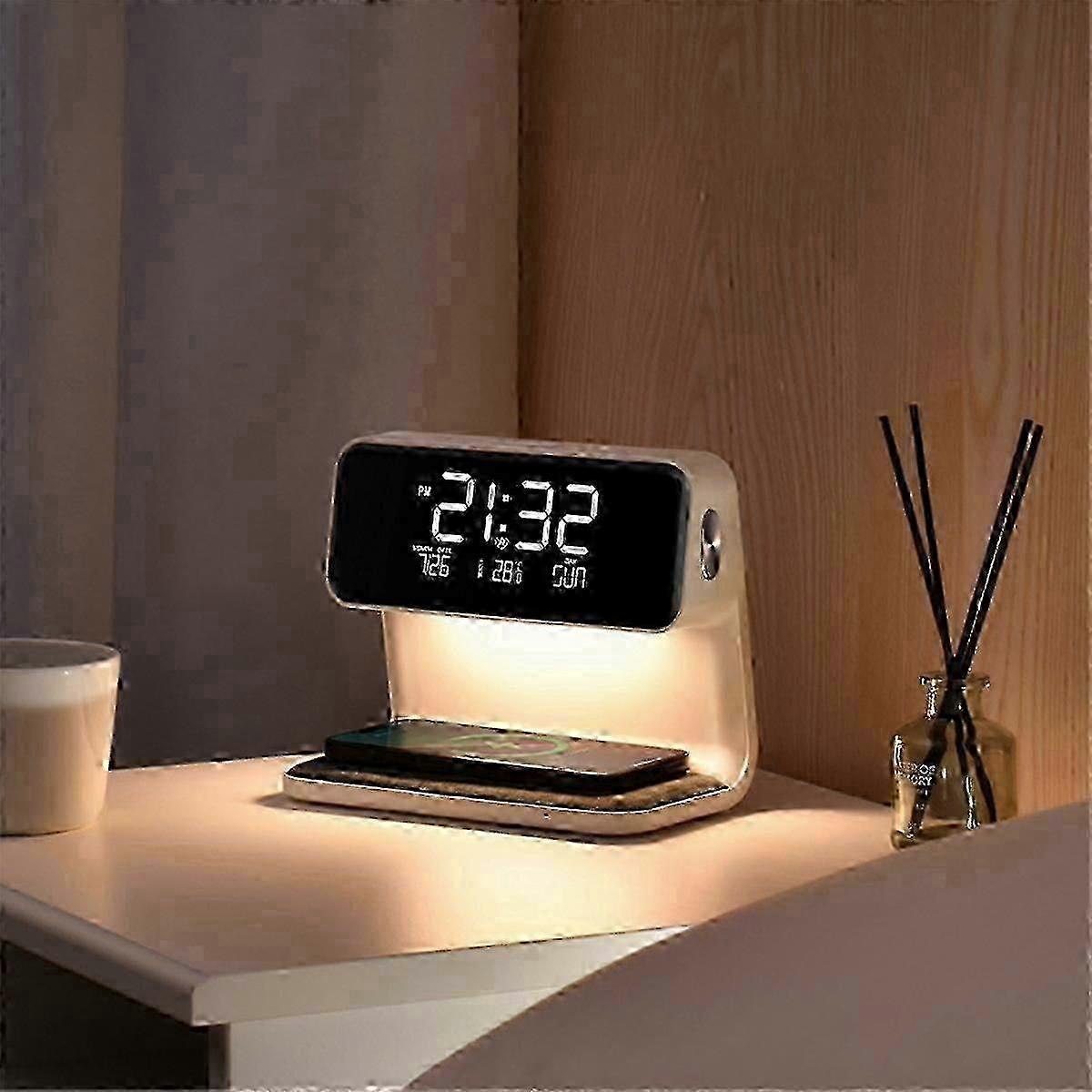 Alarm Clock with Wireless Charging and Lights Dimmable Digtial Alarm Clock Charging Station for Bed-Good 25-26s