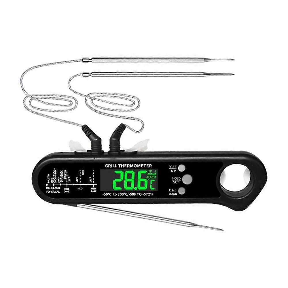 Digital Meat Thermometer Dual Probe Battery Powered Instant Read 23s LCD Display Bottle Opener For Oven BBQ Kitchen