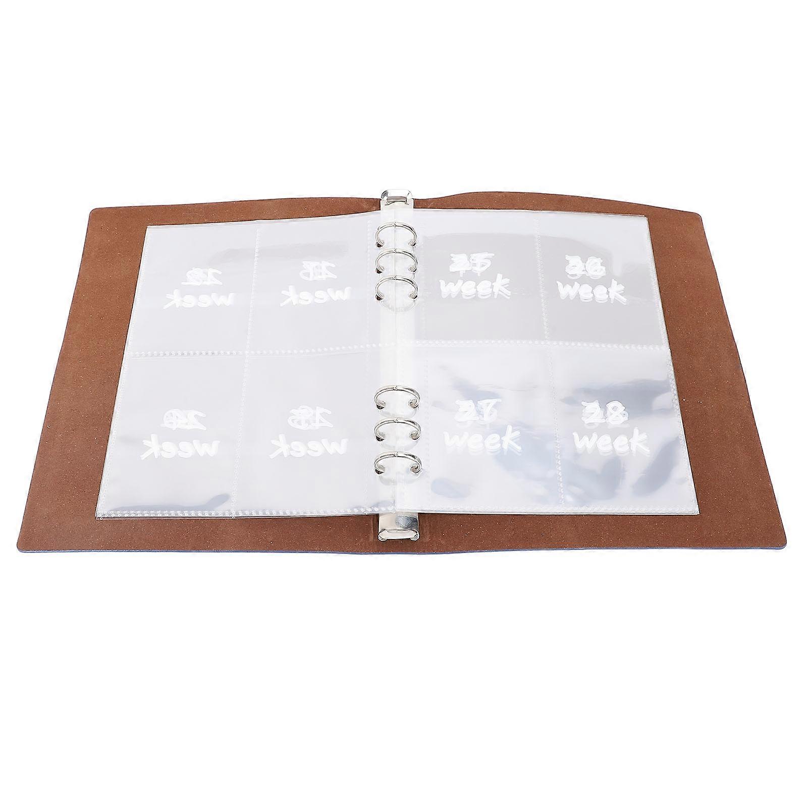 52 Week Money Saving Challenge Book Leather PP Film Reusable Budget Challenge Book Planner with Cash Stuffing Envelopes for Couples Families Blue 