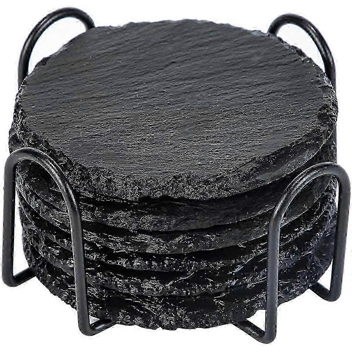 Stone Coaster 10cm Round Glass Coaster with Practical Stand