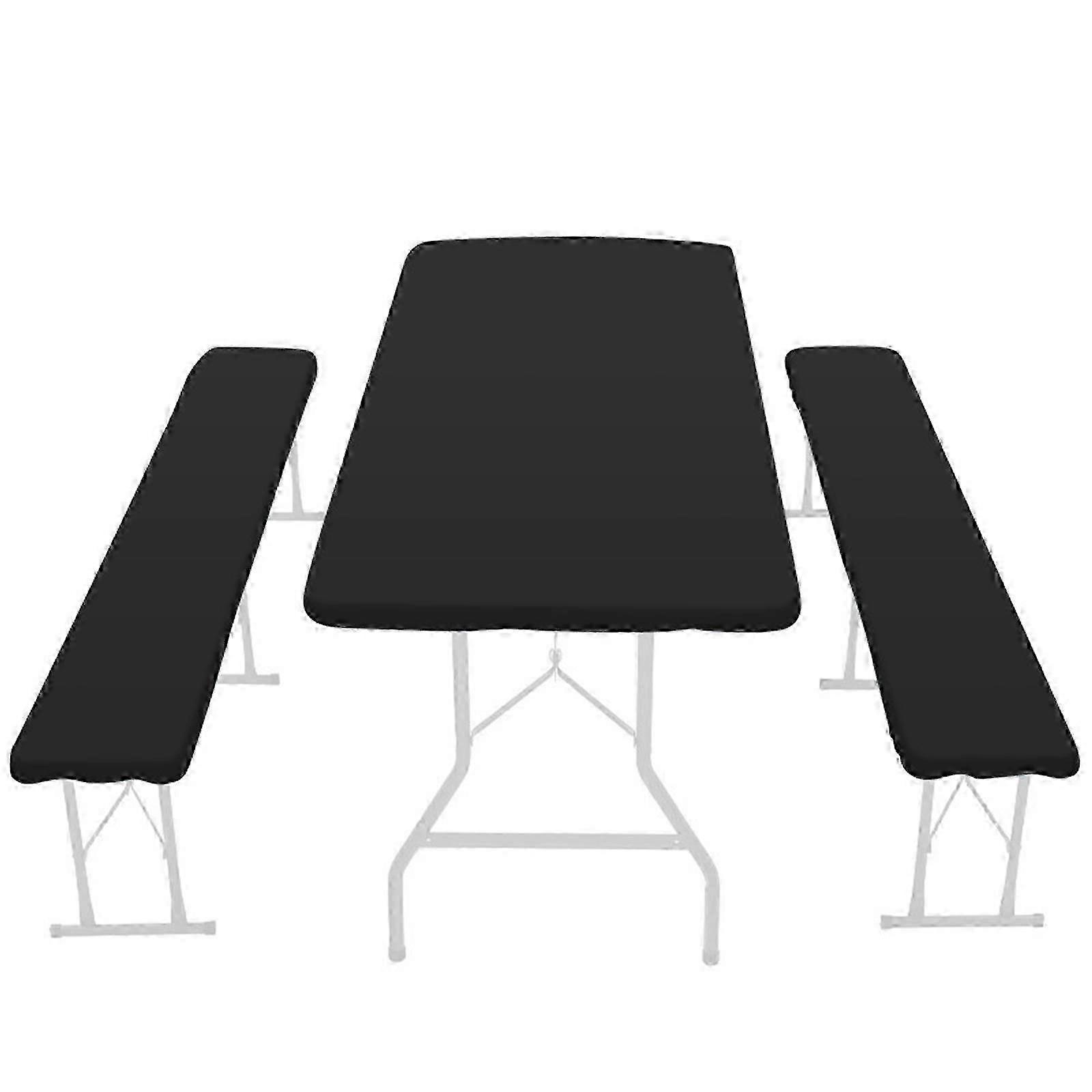 Red Picni-c Table And Fitted Tablecloth Cover, 3-Piece Set, Backing Elastic Wipeable Cloth Tablecloth For Home Indoor