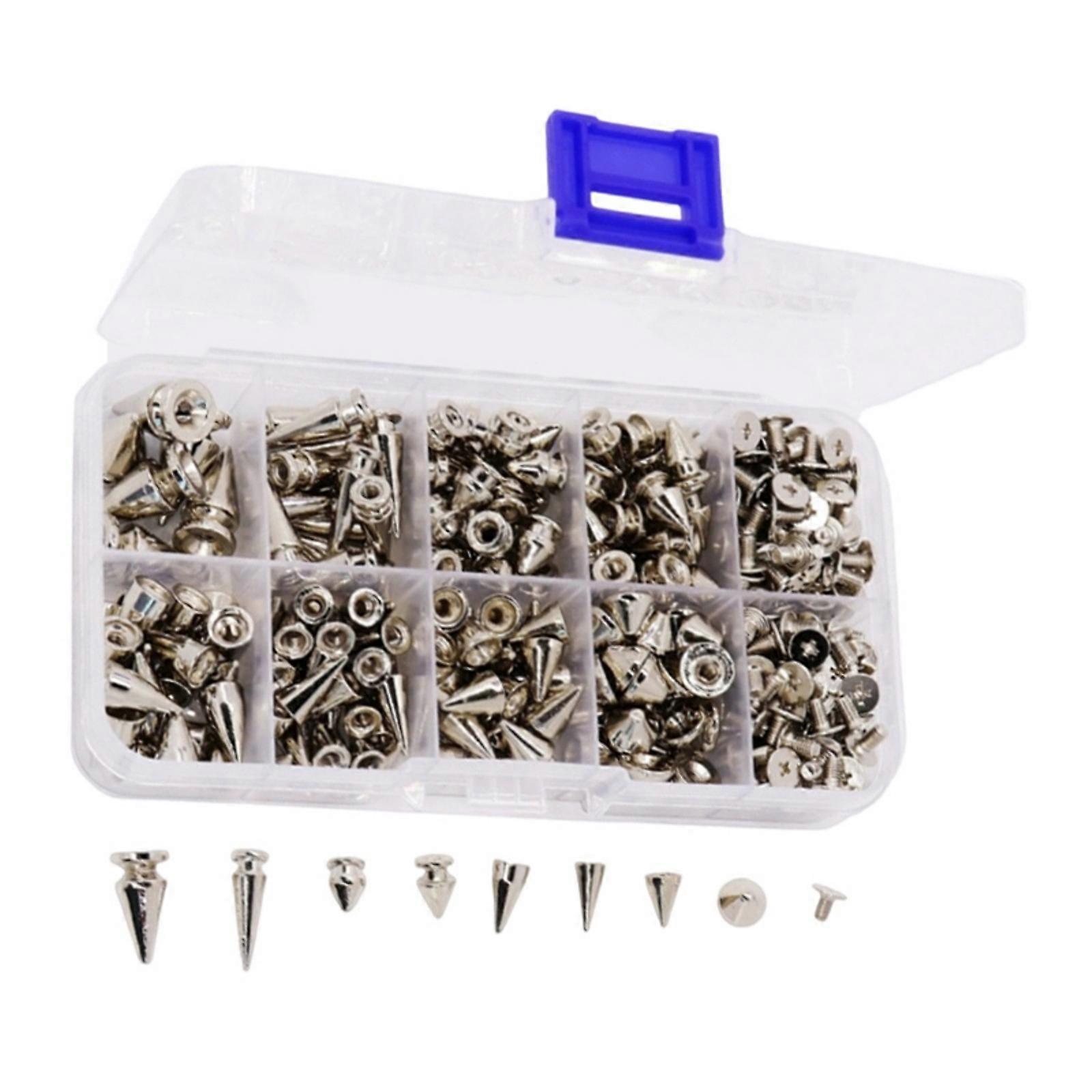 354Pcs Spiked Rivets Silver Metal Punk Decorative Rivets Screwing Pointed Rivets Gothic Button Buckles Craft Decoration Multicolor