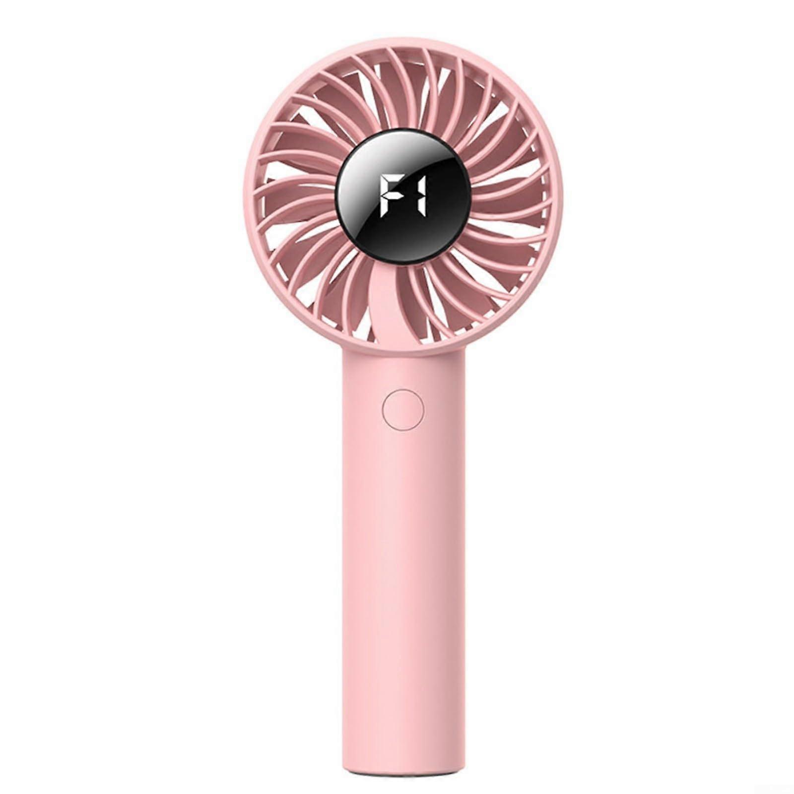 Mini  Fan Five Speed Desk Fan With Digital Display USB Rechargeable Battery Powered Pink