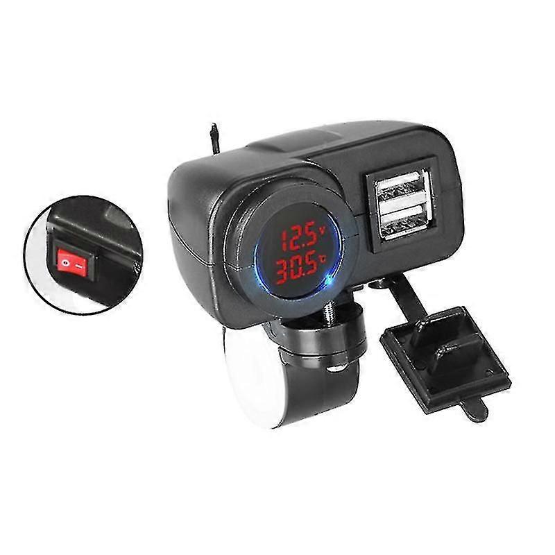 Waterdichte Qc3.0 Telefoonlader Dual Usb Motorcycle Socket Voltmeter Temperatuur