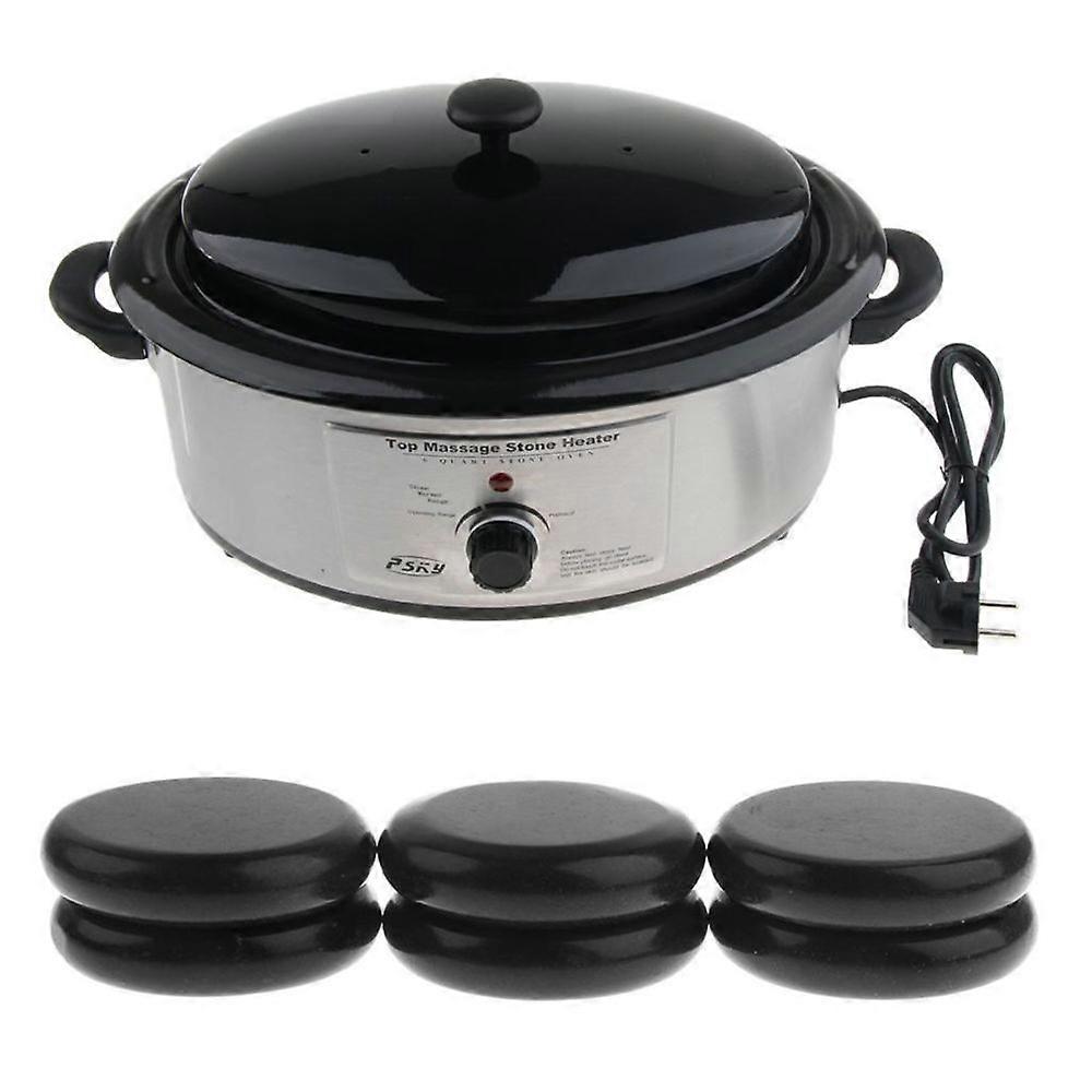 אבן חימום ספא חם עיסוי אבן תנור תנור + 6 יחידות אבנים תקע האיחוד האירופי