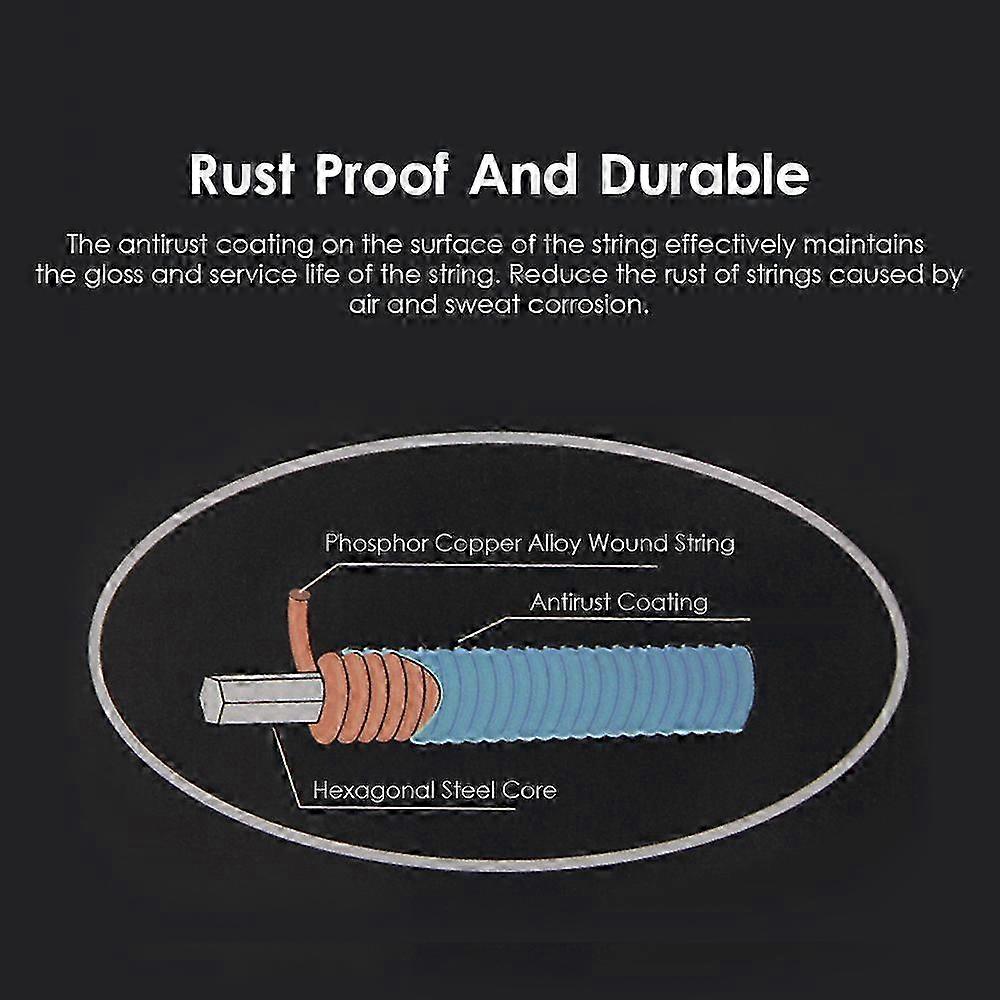 6 PCS Guitar Strings Acoustic Guitar Strings Steel Core Phosphor Copper Alloy Wound Strings for 6 Strings Guitar