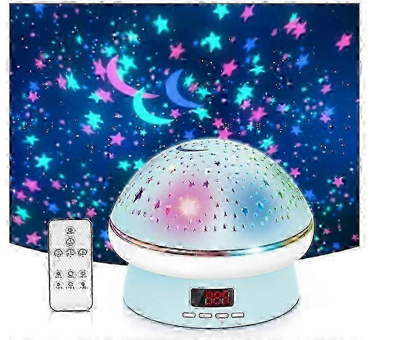 Night Light Projector for Kids with Timer & Remote Control, Star Nightlights Lamp for Bedroom with 8 Colors Options 3 Levels of Brightness(Blue)