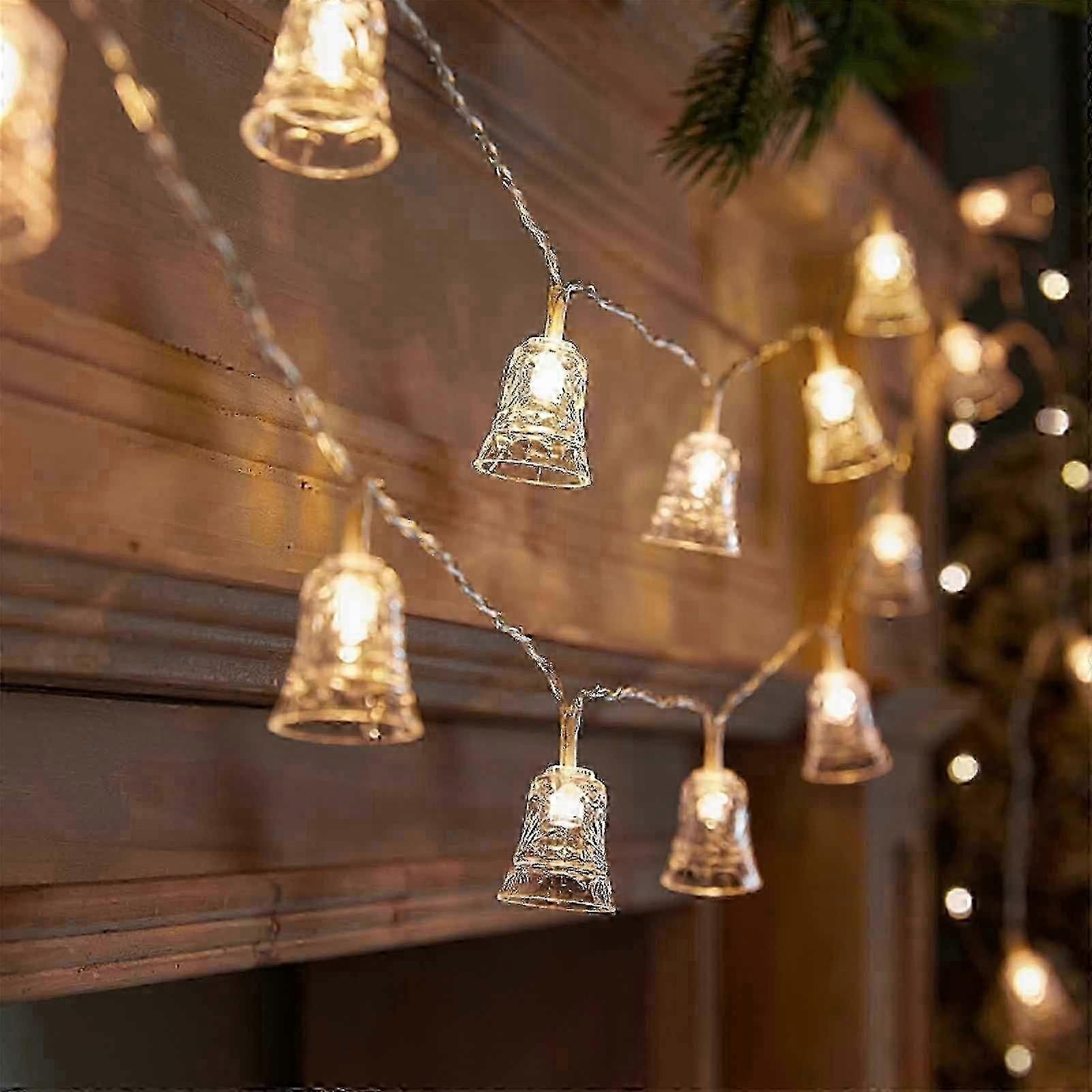 For Christmas Decorations Led Christmas Light String Battery Powered Decorative Lights String Lights Bell Lamp Warm Yellow Ambience Lamp