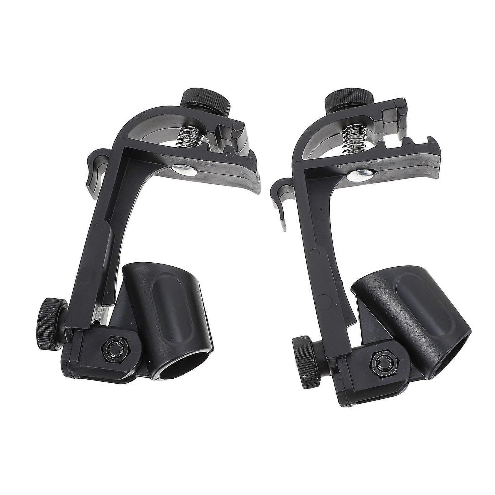 2pcs Convenient Microphone Clips Drum Clips Plastic Microphone Holders (Black)
