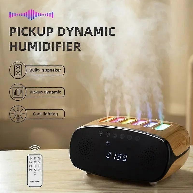 Cool Mist Air Humidifier Dynamic Bluetooth Speaker With Smart Digital Display Wireless Remote Control Essential Oil Diffuser Running Rainbow Light Ala