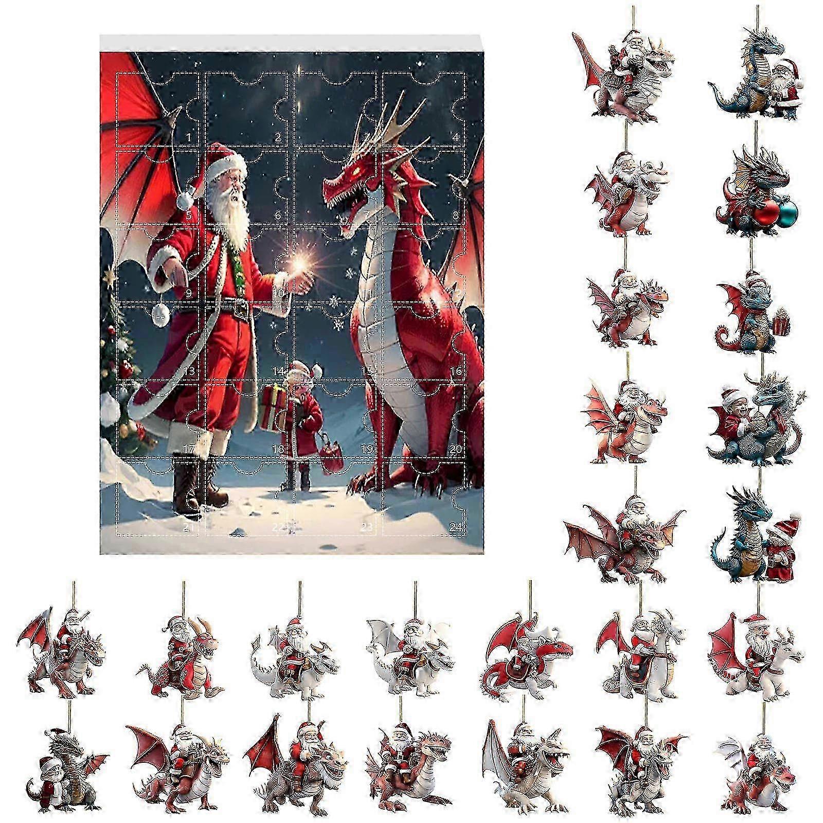 Christmas Decorations Calendar for Home - 24 Day Dinosaur Advent with Pendant Ornaments