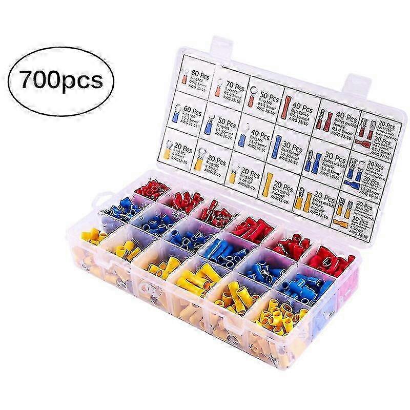 Crimp Spade Terminal Assorted Electrical Wire Cable Connector Kit Crimp Spade Insulated Ring Fork Spade Butt Set