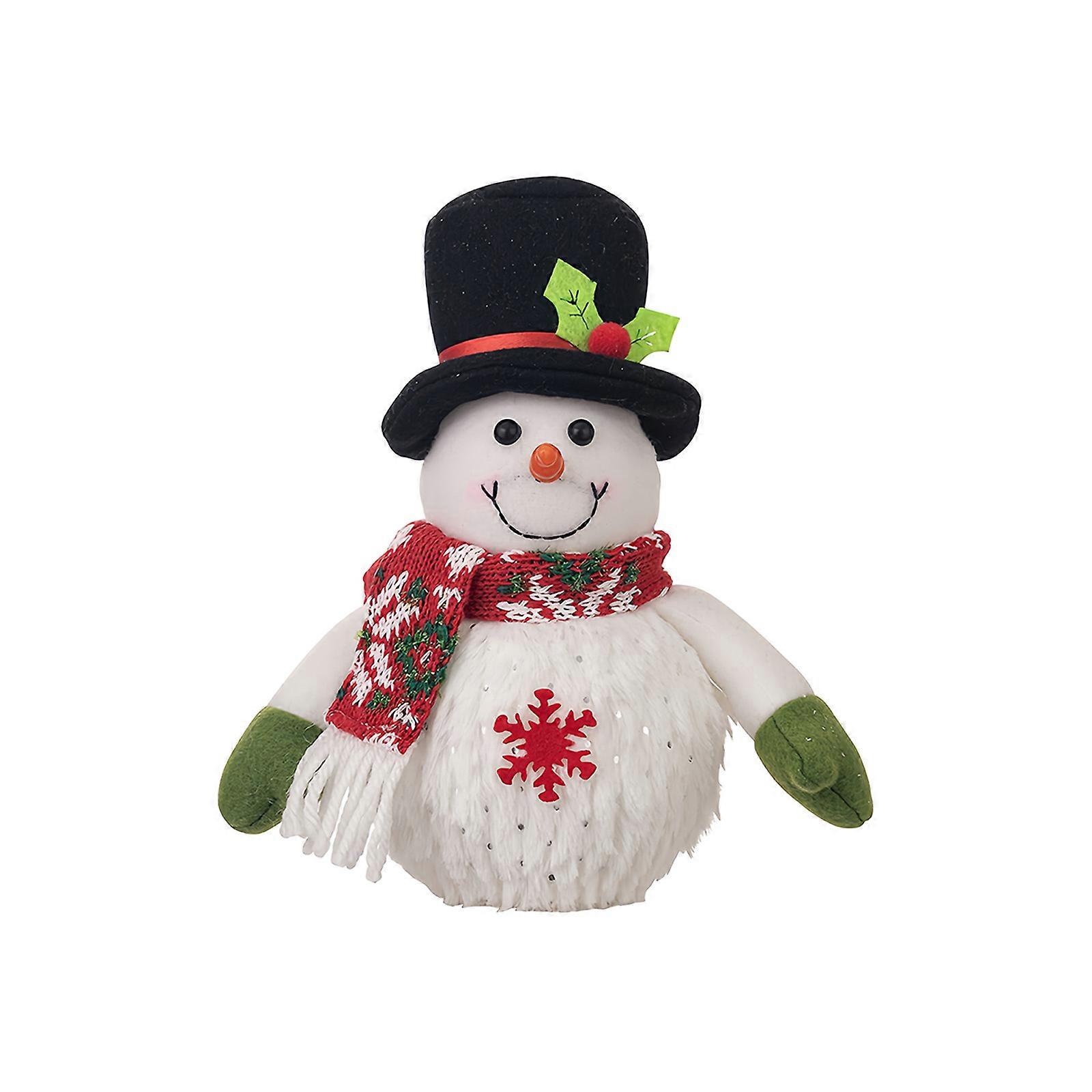 Traditional Christmas Snowman Statue with Energy Efficient LED Night Light Function Battery Operated Tabletop Ornament Multicolor